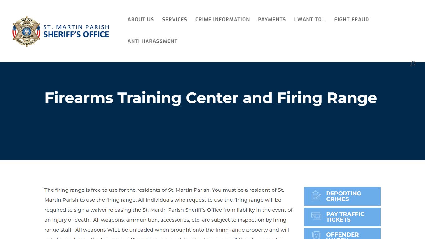 Firearms Training Center and Firing Range - St. Martin Parish